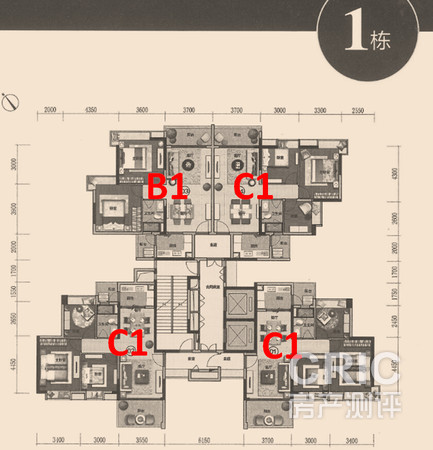 1栋户型分布示意图