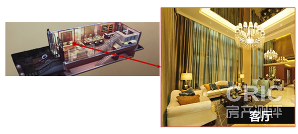 客厅餐厅挑高最高7m，室内体验感佳。