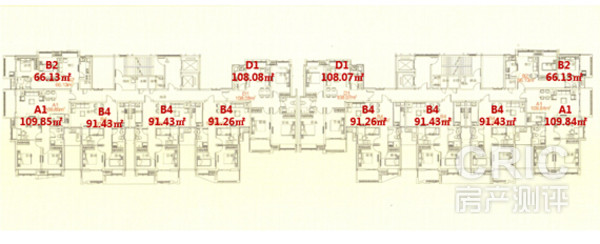 升龙天玺二号院1号楼B座楼层平面图