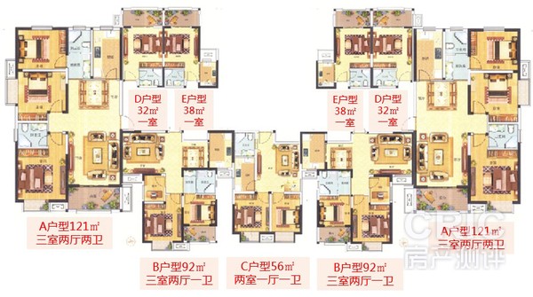 C区高层2/3/4号楼户型分布示意图