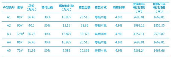 商业贷款一览表