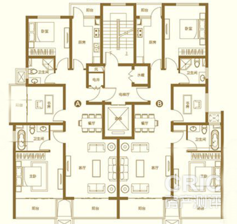 时光?恋景   123平米 三室两厅两卫