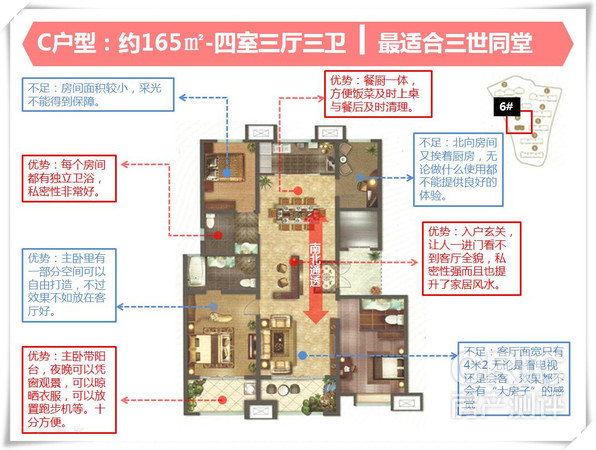 C户型：建面165㎡-四室三厅三卫