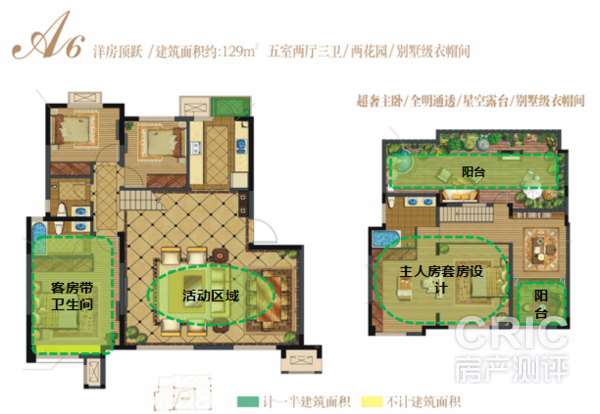 洋房顶跃五房三卫二厅