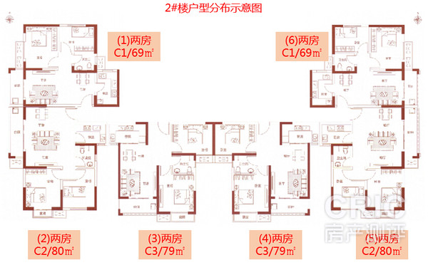 2#楼户型分布示意图